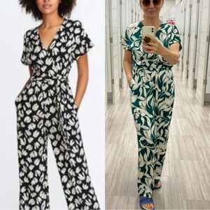 Luxology Black and Cream Floral Jumpsuit/size M